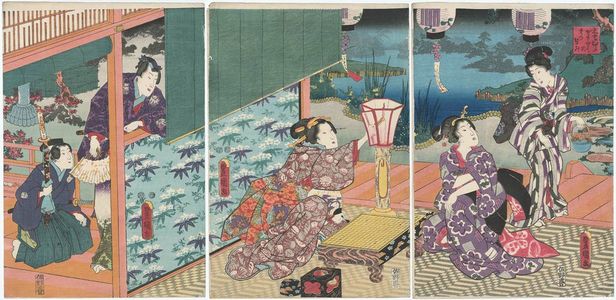 歌川国貞: Figures in Edo Purple: The Utsusemi Chapter (Edo Murasaki sugata no Utsusemi) - ボストン美術館