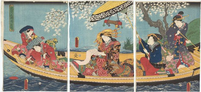 日本版画 "Fûryû Rokkasen no uchi" 由 Utagawa Kunisada, 歌川国貞 (Utagawa Kunisada I (Toyokuni III)) 创作