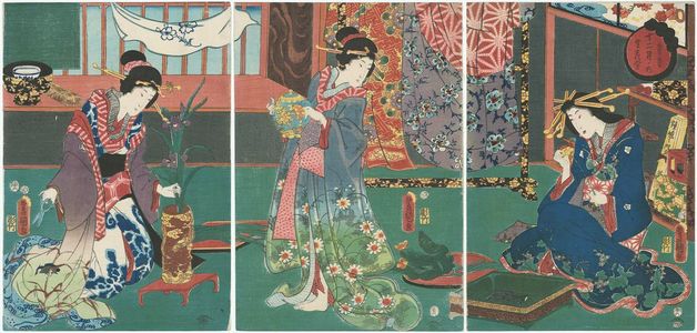 Utagawa Kunisada: The Fifth Month: Flower Arranging Contest (Satsuki, Ikebana awase), from the series The Twelve Months (Jûni tsuki no uchi) - Museum of Fine Arts