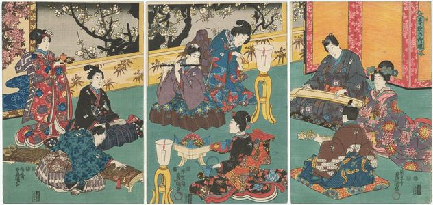 Utagawa Kunisada: Elegant Amusements on a Spring Evening (Haru no yoru no on-asobi) - Museum of Fine Arts