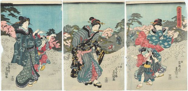 Utagawa Kunisada: Enjoying Cherry Blossoms in Ueno (Ueno no sakura-gari) - Museum of Fine Arts