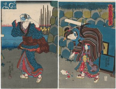 日本版画 "Tôto Takanawa no kôkei" 由 Utagawa Kunisada, 歌川国貞 (Utagawa Kunisada I (Toyokuni III)) 创作