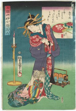 Japanese Print "Fond of Festivals (Matsuri kô), from the series Twenty-four Enjoyments of Beauties of the Present Day (Nijûshi kô tôji no hanamono)" by Utagawa Kunisada, 歌川国貞 (Utagawa Kunisada I (Toyokuni III))