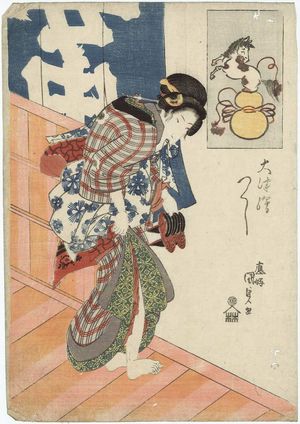 Japanischer Druck "Horse Emerging from Gourd, from the series Collection of Ôtsu-e Paintings (Ôtsu-e tsukushi)" von Utagawa Kunisada, 歌川国貞 (Utagawa Kunisada I (Toyokuni III))