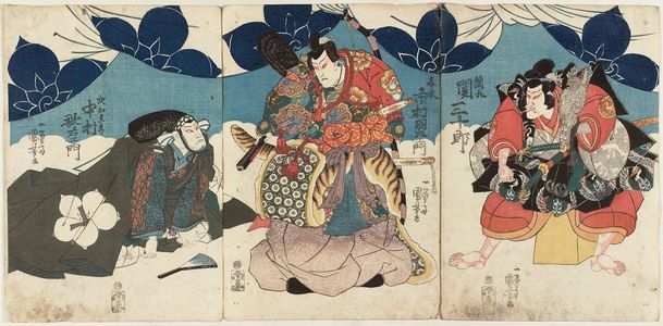 Utagawa Kuniyoshi: Actors Seki Sanjûrô (R), Ichimura Uzaemon (C), Nakamura Utaemon (L) - Museum of Fine Arts