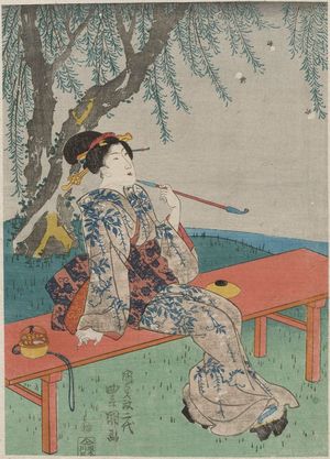 Japanese Print "Catching Fireflies (Hotaru gari)" by Utagawa Kunisada, 歌川国貞 (Utagawa Kunisada I (Toyokuni III))