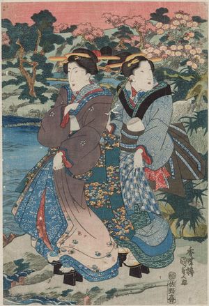 Utagawa Kunisada: Women in Garden - Museum of Fine Arts