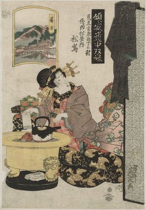 Keisai Eisen: Fujisawa: Matsushima of the Sano-Matsuya, from the series A Board Game of Courtesans, Fifty-three Pairings in the Yoshiwara (Keisei dôchû sugoroku, Mitate yoshiwara gojûsan tsui) - Museum of Fine Arts