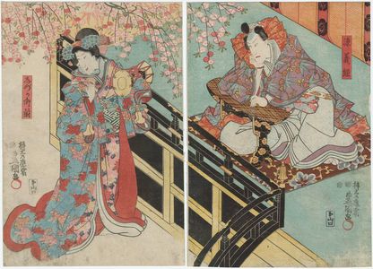 Utagawa Kunisada: Actors as Minamoto Yoshitsune (R) and Shizuka Gozen (L) - Museum of Fine Arts