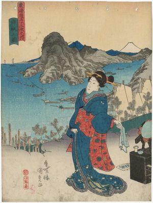 Utagawa Kunisada: View of Maisaka (Maisaka no zu), from the series Fifty-three Stations of the Tôkaidô Road (Tôkaidô gojûsan tsugi no uchi) - Museum of Fine Arts