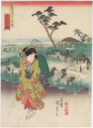 Utagawa Kunisada: View of Chiryû (Chiryû no zu), from the series Fifty-three Stations of the Tôkaidô Road (Tôkaidô gojûsan tsugi no uchi) - Museum of Fine Arts