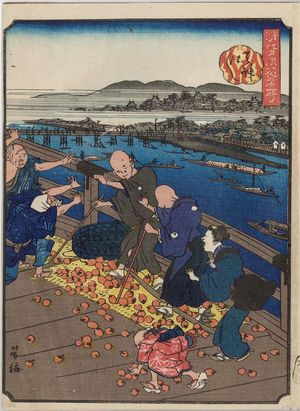 Nakajima Yoshiume: Tenjin-bashi, from the series Comical Views of Famous Places in Osaka (Kokkei Naniwa meisho) - Museum of Fine Arts