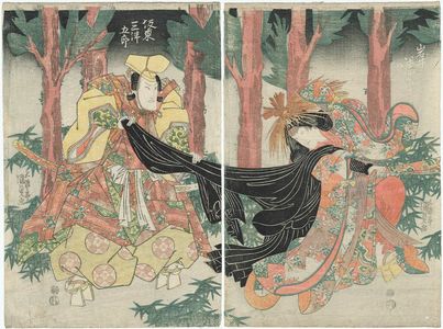 日本版画 "Actors Iwai Hanshirô and Bandô Mitsugorô" 由 Utagawa Kunisada, 歌川国貞 (Utagawa Kunisada I (Toyokuni III)) 创作