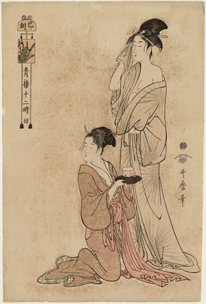 Kitagawa Utamaro: The Hour of the Snake (Mi no koku), from the series The Twelve Hours in the Yoshiwara (Seirô jûni toki tsuzuki) - Museum of Fine Arts