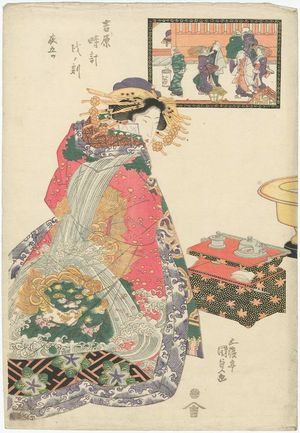 Utagawa Kunisada, 歌川国貞 (Utagawa Kunisada I (Toyokuni III))による浮世絵「The Hour of the Dog, Fifth Hour of Night (Inu no koku, Yoru itsutsu), from the series A Yoshiwara Clock (Yoshiwara tokei)」