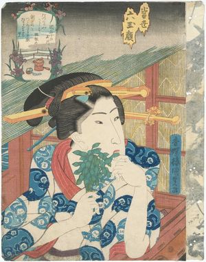 Utagawa Kunisada: The Chôfu Jewel River (Chôfu no Tamagawa), from the series Six Modern Jewel-like Faces (Tôsei mu tama-gao), a pun on Six Jewel Rivers (Mu Tamagawa) - Museum of Fine Arts
