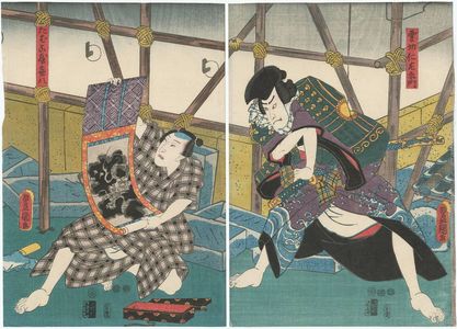 Utagawa Kunisada: Actors Arashi Kichisaburô III as Kumokiri Nizaemon (R), Sawamura Chôjûrô V as Tabakoya Kihachi (L) - Museum of Fine Arts