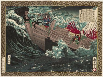 Utagawa Toyonobu: Invasion of Shikoku (?), from the series Newly Selected Records of the Taikô Hideyoshi (Shinsen Taikôki) - ボストン美術館