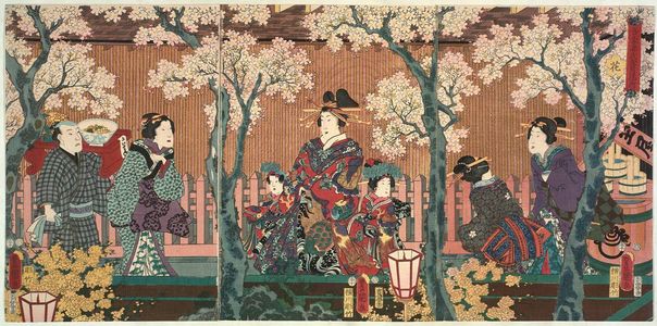 歌川国貞: Flowers (Hana), from the series Snow, Moon, and Flowers of Eastern Genji (Azuma Genji setsugekka no uchi) - ボストン美術館