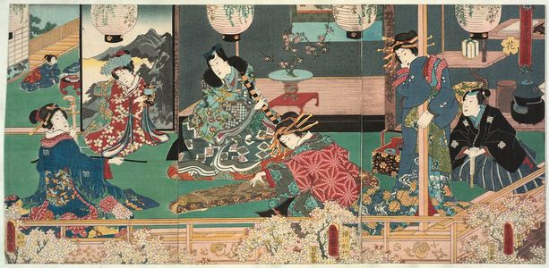 Utagawa Kunisada: Flowers (Hana), from the series Snow, Moon, and Flowers of Eastern Genji (Azuma Genji setsugekka no uchi) - Museum of Fine Arts