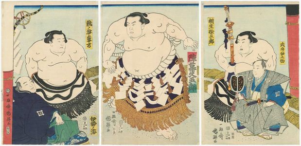歌川国輝: Sumô wrestlers - ボストン美術館