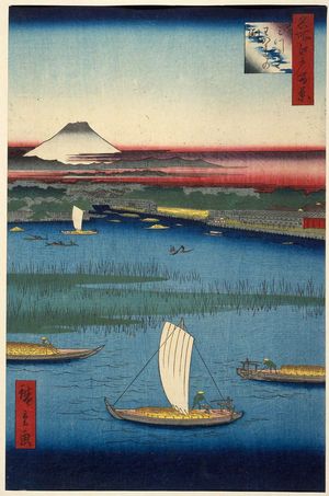 Japanese Print "Mitsumata Wakarenofuchi (Mitsumata Wakarenofuchi), from the series One Hundred Famous Views of Edo (Meisho Edo hyakkei)" by Utagawa Hiroshige, 歌川広重 (Utagawa Hiroshige I)