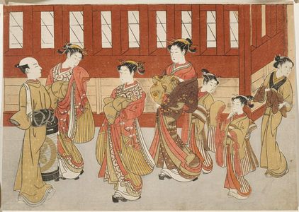 Suzuki Harunobu: A Courtesan of the Matsubaya and Her Entourage - Museum of Fine Arts