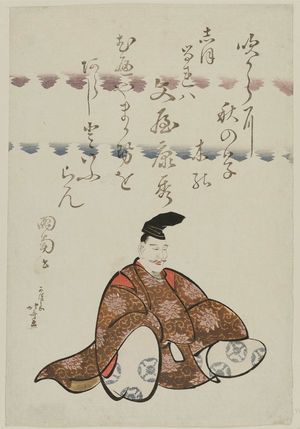 葛飾北斎: Bun'ya no Yasuhide, from an untitled series of Six Poetic Immortals (Rokkasen) formed by the characters for their names - ボストン美術館