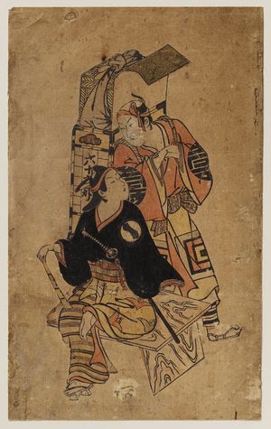 Okumura Toshinobu: Actors Ichikawa Danjûrô as Rokubu and Ichikawa Monnosuke as Karigane Bunshichi - Museum of Fine Arts