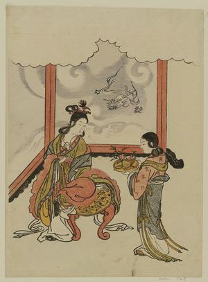 Komatsuken: The Queen Mother of the West and an Attendant with Peaches - Museum of Fine Arts