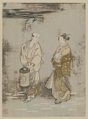 Unknown: Actor Dressed as Courtesan and Servant with Lantern - Museum of Fine Arts