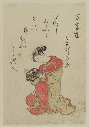 Suzuki Harunobu: Hanamurasaki of the Manjiya, from the book Yoshiwara bijin awase (The Beautiful Women of the Yoshiwara) - Museum of Fine Arts