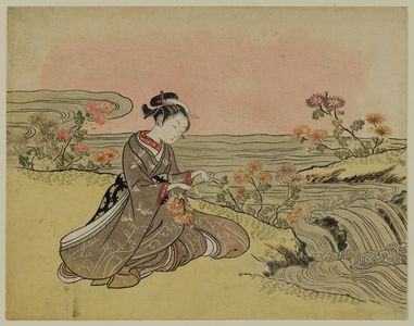 鈴木春信: Parody of the Story of the Chrysanthemum Boy (Kikujidô) - ボストン美術館