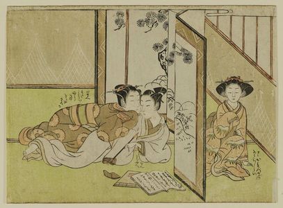 Suzuki Harunobu: Young Woman Eavesdropping on Lovers - Museum of Fine Arts