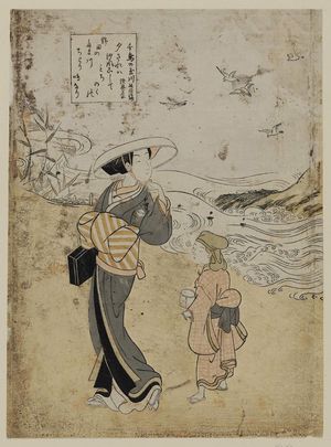 Suzuki Harunobu: The Jewel River of Plovers, a Famous Place in Mutsu Province (Chidori no Tamagawa, Mutsu meisho), from an untitled series of Six Jewel Rivers (Mu Tamagawa) - Museum of Fine Arts