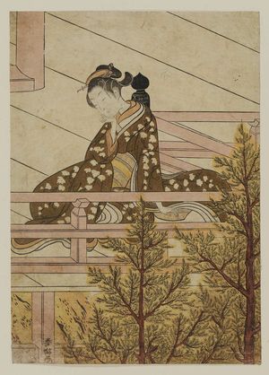 Suzuki Harunobu: Young Woman Seated on the Balcony of Kiyomizu Temple - Museum of Fine Arts