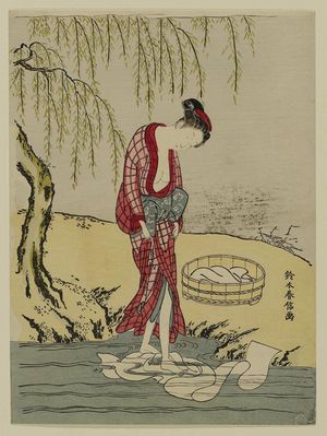 Suzuki Harunobu: Woman Washing Cloth in a Stream - Museum of Fine Arts