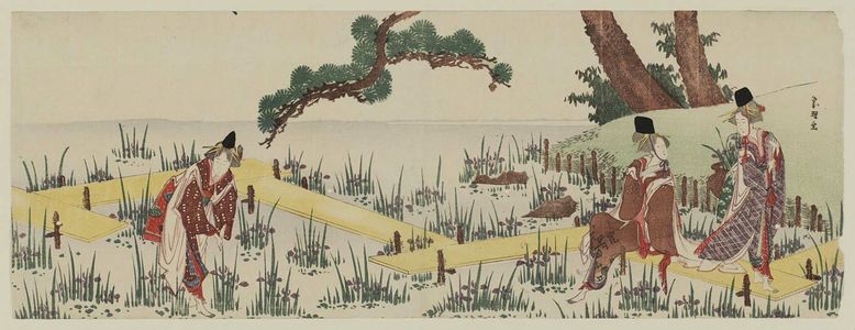 Katsushika Hokusai: Women Imitating the Story of Narihira at Yatsuhashi - Museum of Fine Arts