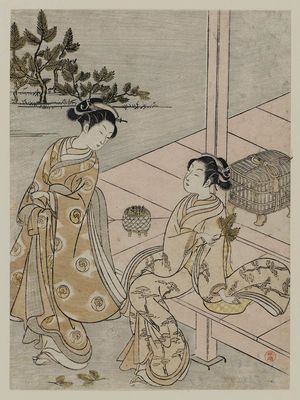 Suzuki Harunobu: Two Women Collecting Pine Shoots for New Year - Museum of Fine Arts