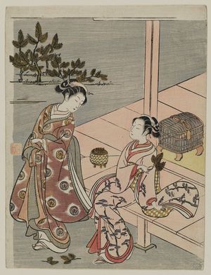 Suzuki Harunobu: Two Women Collecting Pine Shoots for New Year - Museum of Fine Arts