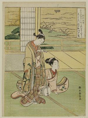 Suzuki Harunobu: Poem by Saigyô Hôshi, from an untitled series of Three Evening Poems (Sanseki) - Museum of Fine Arts