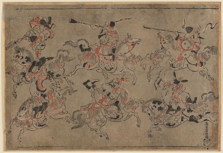 Torii Kiyomasu I: Korean equestrian acrobats - Museum of Fine Arts