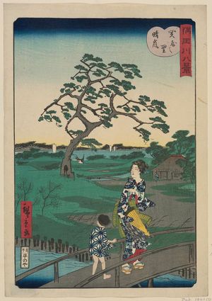 Utagawa Hiroshige II: Clearing Weather at Sekiya Village (Sekiya no sato no seiran), from the series Eight Views of the Sumida River (Sumidagawa hakkei) - Museum of Fine Arts