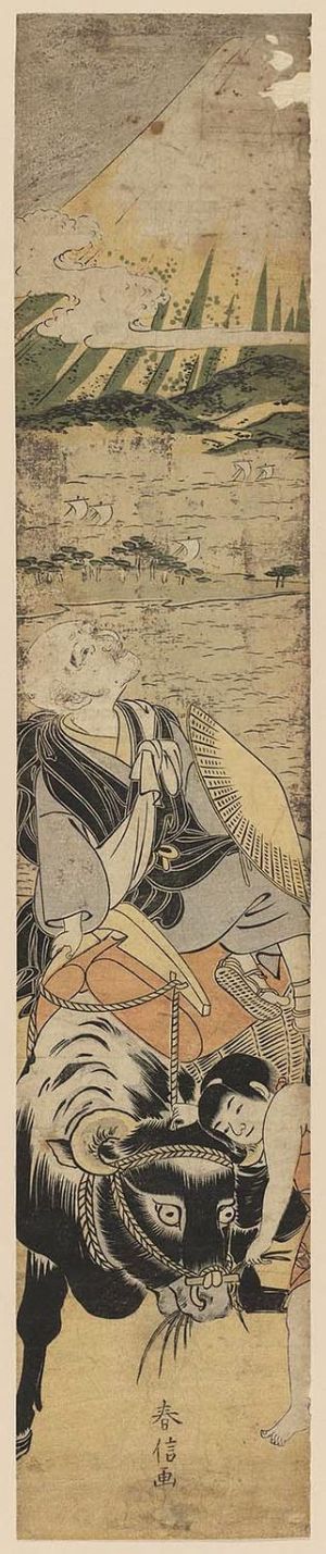 Suzuki Harunobu: Saigyô Riding an Ox and Gazing at Mount Fuji - Museum of Fine Arts