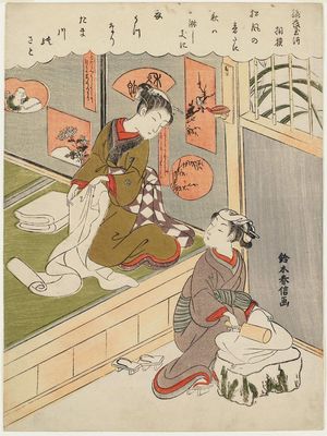 Suzuki Harunobu: The Cloth-fulling Jewel River (Tôi no Tamagawa), from an untitled series of Six Jewel Rivers (Mu Tamagawa) - Museum of Fine Arts