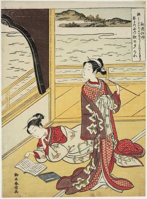 Suzuki Harunobu: Poem by Jakuren Hôshi, from an untitled series of Three Evening Poems (Sanseki) - Museum of Fine Arts