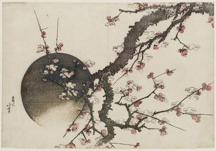 Katsushika Hokusai: Plum Blossoms and Moon, from the album Fuji in Spring (Haru no Fuji) - Museum of Fine Arts