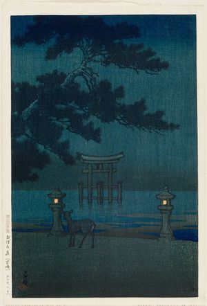 Kawase Hasui: Misty Night at Miyajima (Oboroyo [Miyajima]), from the series Souvenirs of Travel II (Tabi miyage dai nishû) - Museum of Fine Arts