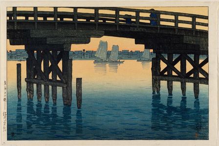 Kawase Hasui: The Kaminohashi Bridge in Fukagawa, Tokyo (Tôkyô Kaminohashi), from the series Twelve Scenes of Tokyo (Tôkyô jûnidai) - Museum of Fine Arts