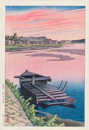 Kawase Hasui: Tsuchizaki in Akita Prefecture (Akita Tsuchizaki), from the series Souvenirs of Travel III (Tabi miyage dai sanshû) - Museum of Fine Arts